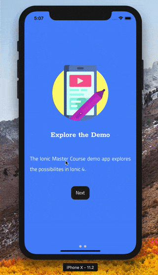 Ionic slides as an app tutorial for new users