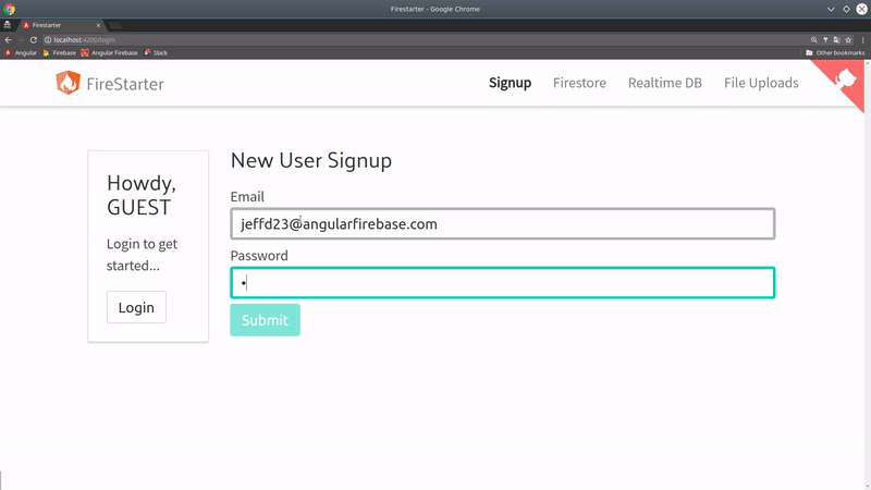 Multi-step email-password form demo